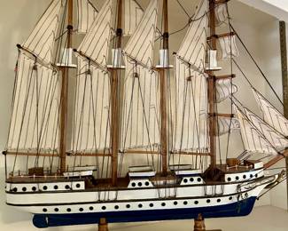 LARGE WOODEN MODEL SAILING SHIP
