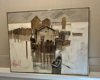 SIGNED HARBOR / WATERFRONT PAINTING
