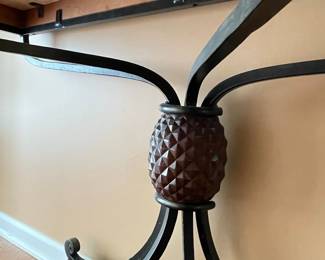 Demi-lune Console Table with Marble Top and Pineapple Motif