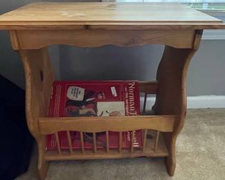Vintage Pine Magazine Rack Side Table