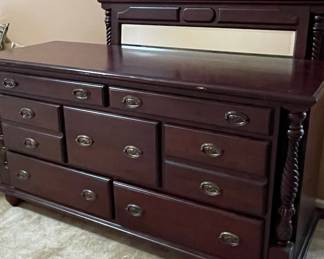 Vintage Mahogany Finish Dresser with Mirror