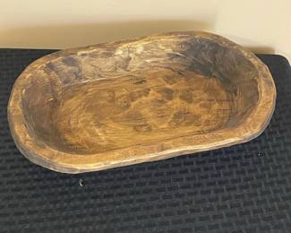 Hand-Carved Wooden Dough Bowl - Large