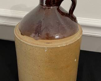 Vintage American Two-Tone Stoneware Jug with Albany Slip Glaze