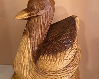 Hand-Carved Wooden Duck Figurine