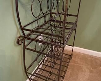 Wrought Iron Cello-Shaped Wine Rack and Glass Holder
