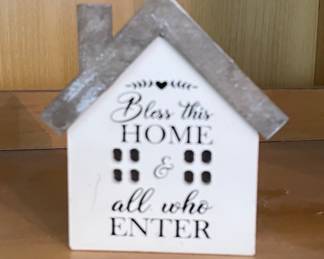 Bless This Home & All Who Enter House Shaped Sign