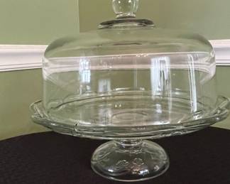 Vintage Anchor Hocking Savannah Glass Cake Stand with Dome