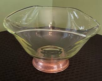 Vintage Princess House Glass Bowl with Copper Base