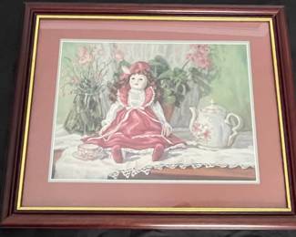 Val Bishop Victorian Doll and Teapot Print