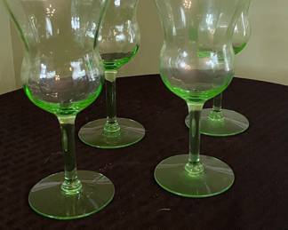 Vintage Uranium Glass Cordial Glasses