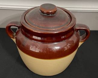 Vintage McCoy Pottery Bean Pot #342 Two-Tone Brown