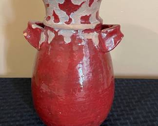 Terracotta Two-Handled Vase with Drip Glaze