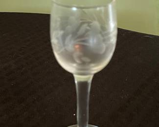 Vintage Etched Floral Cordial Glasses - Set of 5