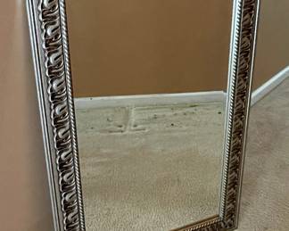 Amanti Art Sydney Silver Beveled Framed Wall Mirror