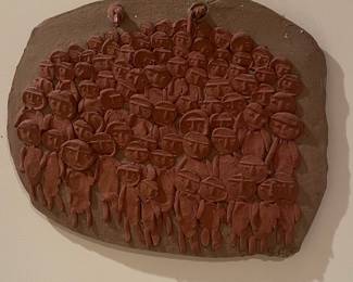 Cox Folk Art Clay Crowd Plaque