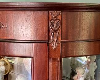 Mahogany Bow-Front Curio Cabinet with Ball and Claw Feet