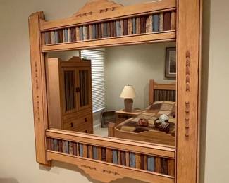 Mission Style Wood Framed Wall Mirror with Slat Inlays
