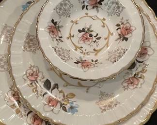 Wood & Sons Burslem England Floral China Tiered Server