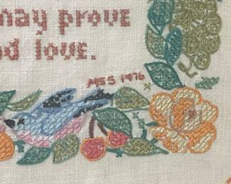 Vintage 1976 'Bless This House' Cross-Stitch Sampler