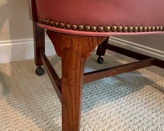 Mid-Century Mahogany Desk Chair with Nailhead Trim