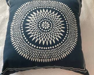 Navy and White Geometric Mandala Throw Pillow