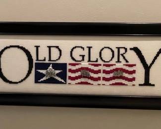 Old Glory Patriotic Cross Stitch Sampler with Embellishments