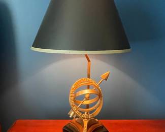 Vintage Frederick Cooper Brass Armillary Astrological Zodiac Table Lamp
