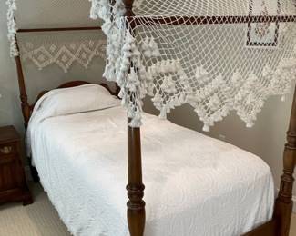 Federal Style Four-Poster Canopy Bed with Macrame Canopy