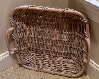 Rectangular Wicker Serving Tray with Handles