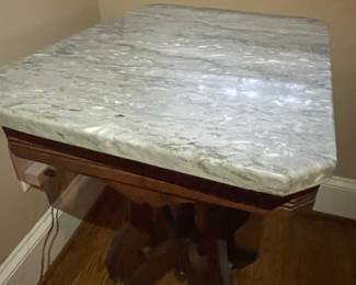 Eastlake Victorian Marble-Top Parlor Table