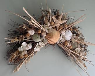 Coastal Seashell and Dried Botanical Swag Wreath