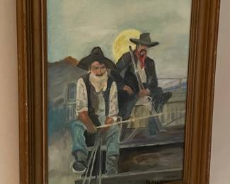 M. Sperry Western Genre Oil Painting