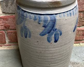 Antique Salt-Glazed Stoneware Crock