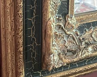 Large Ornate Gilt Mirror with Distressed Finish