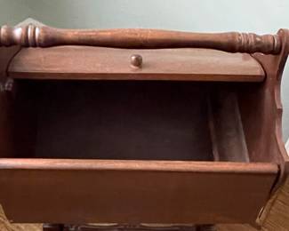 Vintage Wooden Sewing Stand with Carrier Handle
