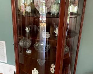 Mahogany Bow-Front Curio Cabinet with Ball and Claw Feet