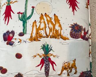 Southwestern Coyote and Cactus Decorative Throw Pillow