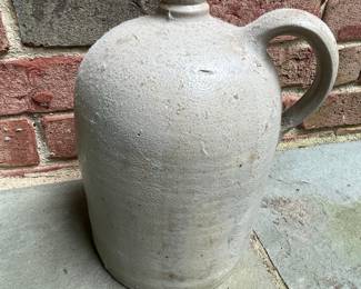 Antique Salt-Glazed Stoneware Jug with Orange Peel Texture