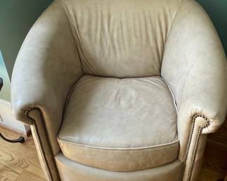 Bradington-Young Leather Swivel Barrel Chair