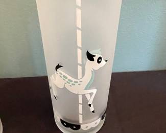 Vintage Libbey Frosted Carousel Animal Highball Glasses