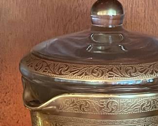 Vintage Tiffin-Franciscan "Rambler Rose" Gold Encrusted Decanter and Stemware Set