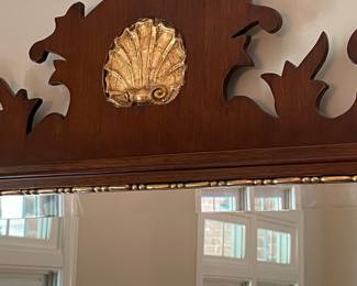 Chippendale Style Mahogany Wall Mirror with Gilt Shell Crest by Henkel Harris