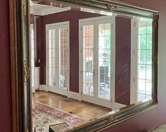 Large Ornate Gilt Mirror with Distressed Finish