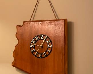 Vintage Arizona State Shape Wooden Wall Clock