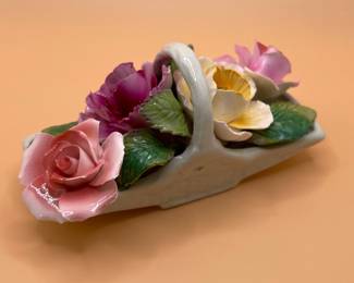 Thorley English Bone China Floral Basket