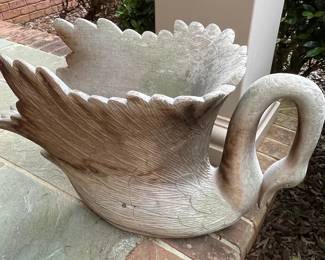 Vintage French Cast Stone Swan Planter
