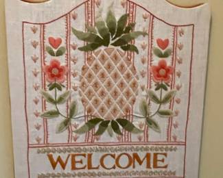 Pineapple Welcome Embroidery Wall Hanging