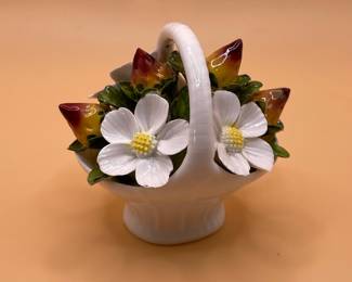 Aynsley Fine Bone China Christmas Rose Basket