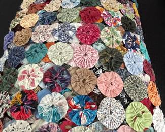 Vintage Yo-Yo Quilt with Feed Sack Fabrics