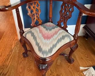 Chippendale Style Mahogany Corner Chair